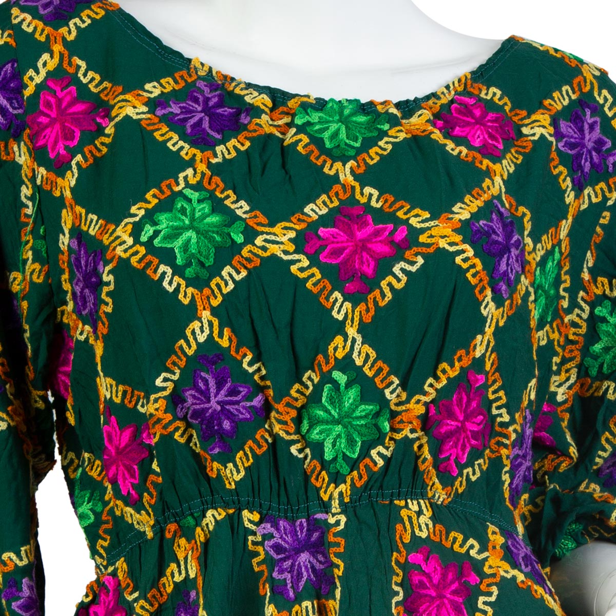 Green Short Party Dress | Cotton Casual Frock  
