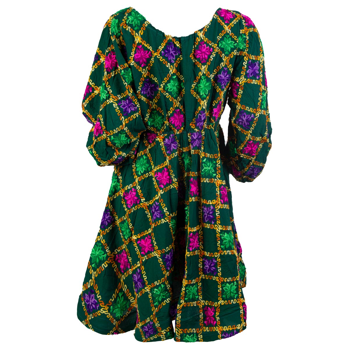 Green Short Party Dress | Cotton Casual Frock  