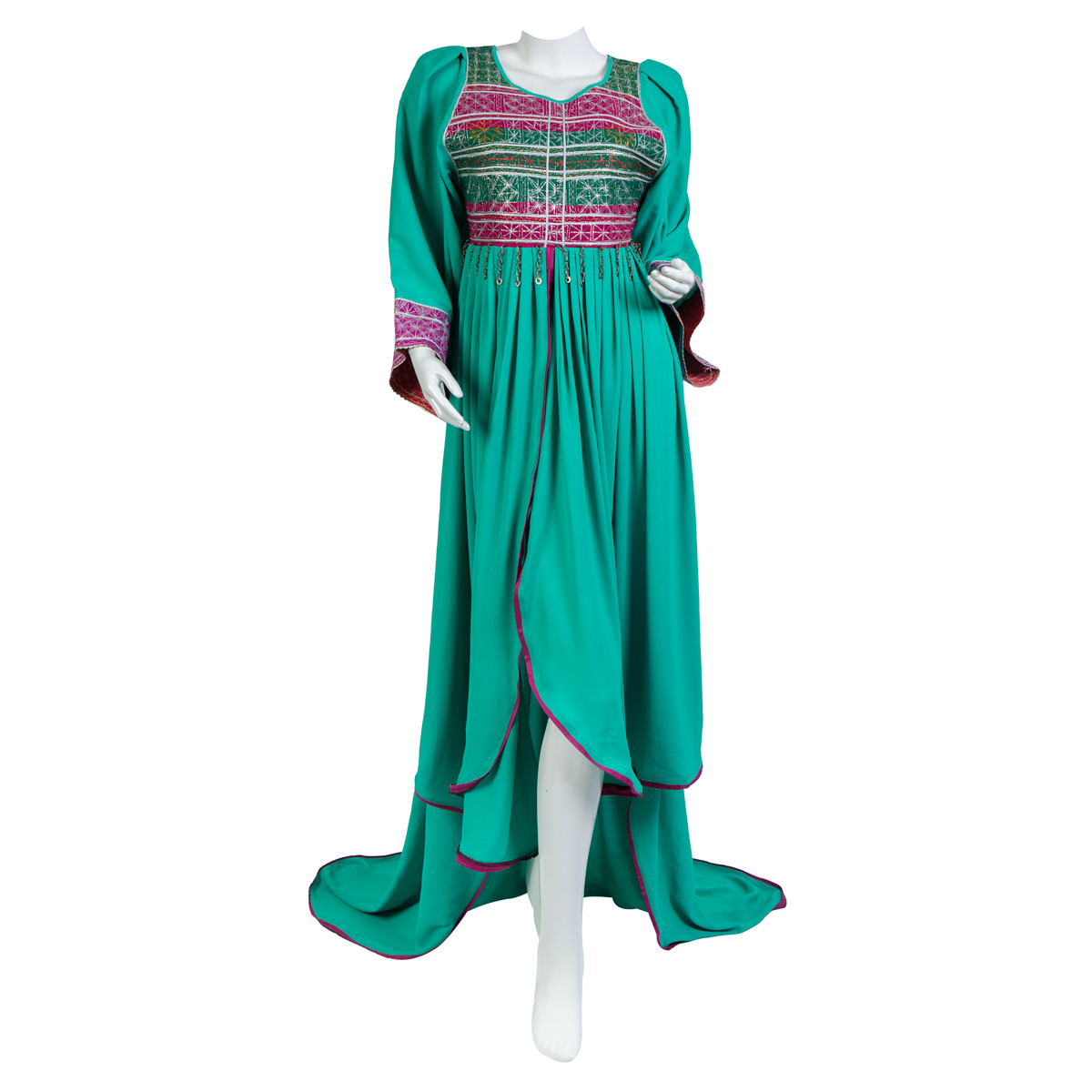 Fancy Party Wear Dress | Embroidered Tailed Maxi 