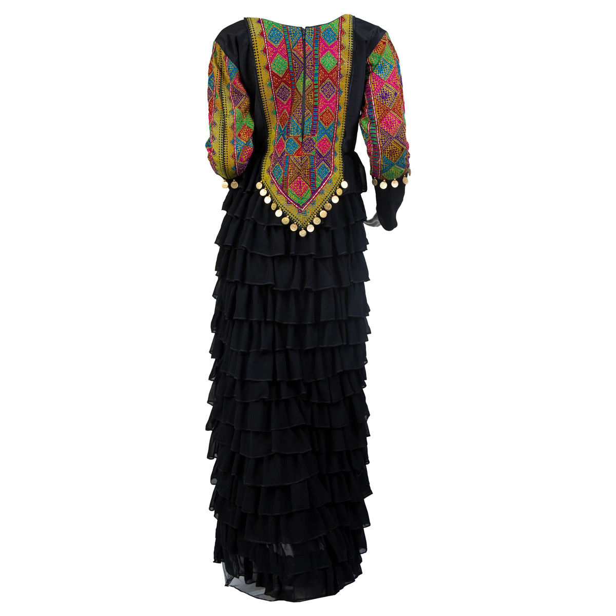 Black Hand Embroidered Dress | Tilly Tiered Maxi 
