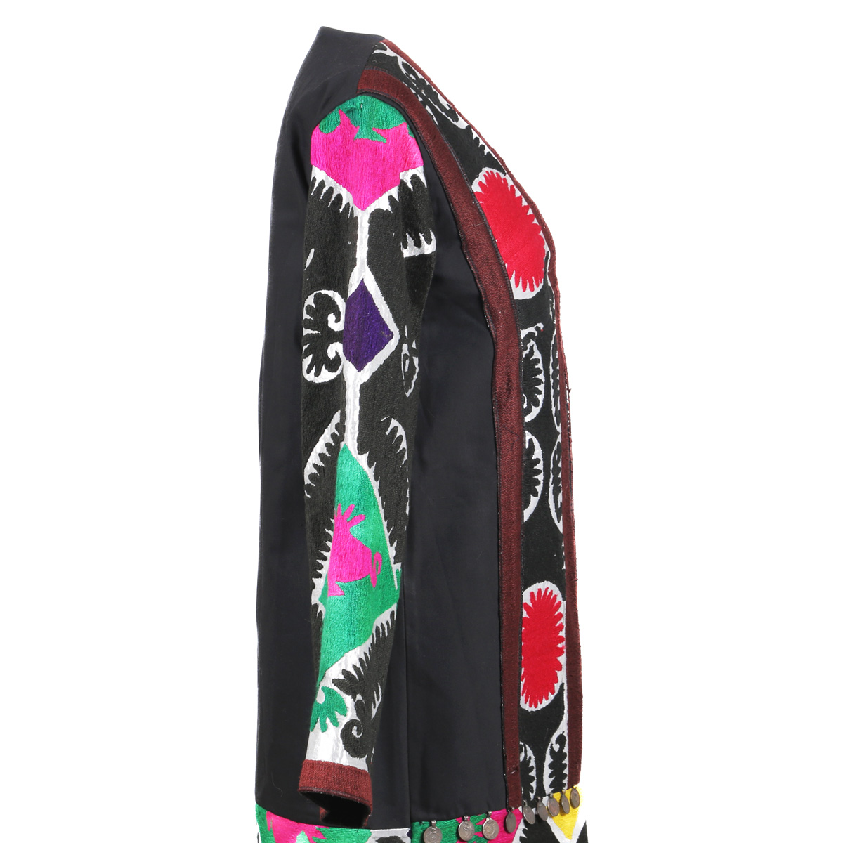 Women's Short Afghan Chapan | Black Hand-Stitched Coat