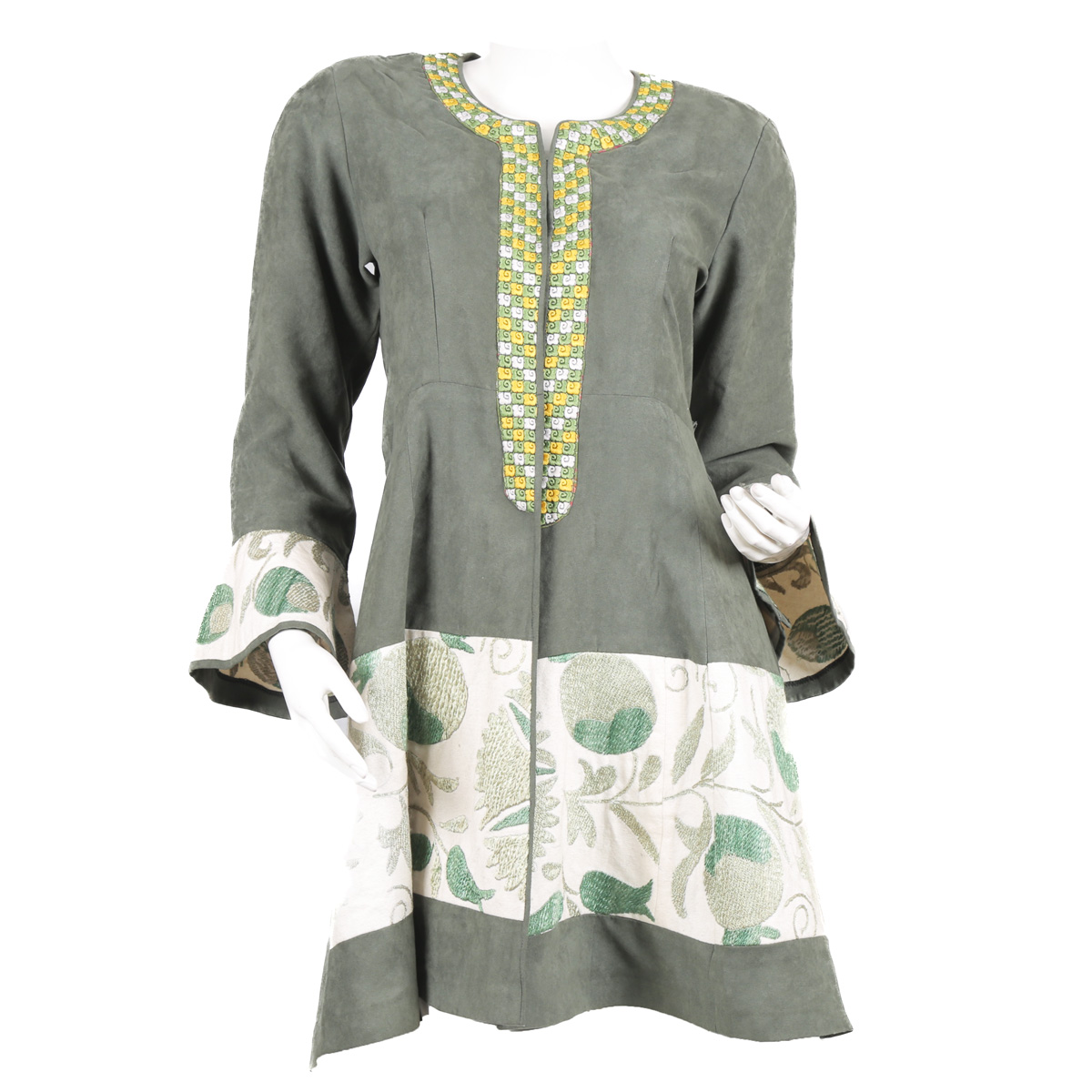 Printed Gray Casual Wear Dress | Zipped Knee Length Shirt Dress