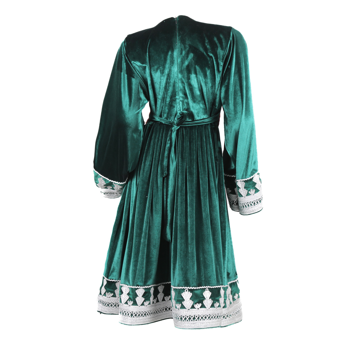 Green Velvet Sunray Pleated Dress | Gande Afghani