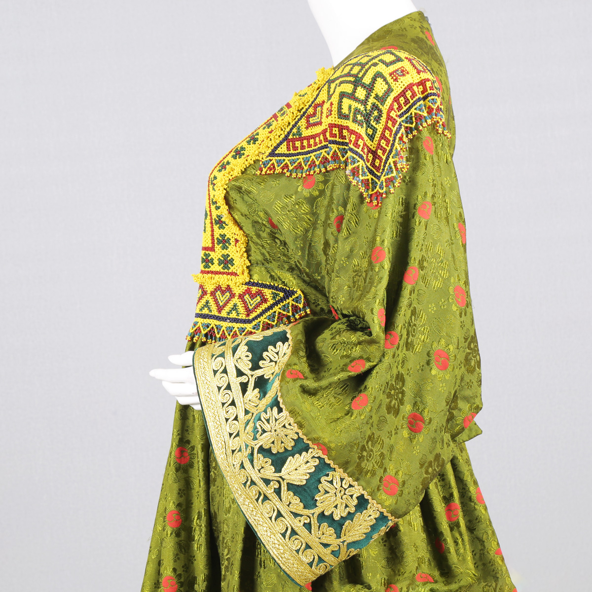 Light Green Velvet Embroidered Dress | Gand e Afghani