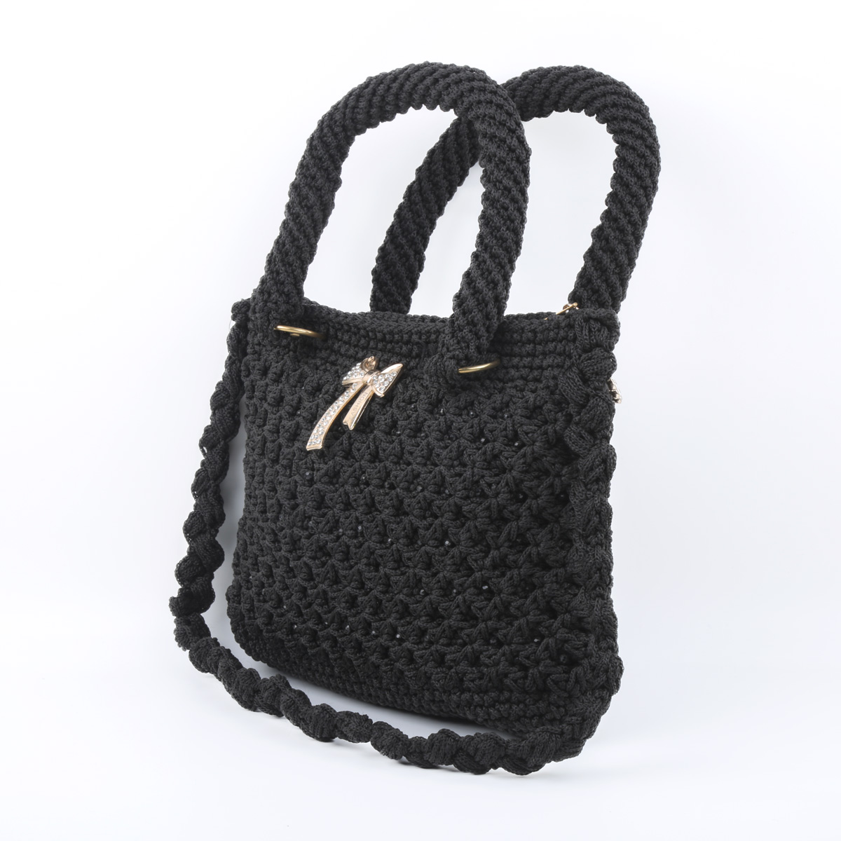 Black Zipped Birkin Quilted Bag | Embroidered Shoulder Bag