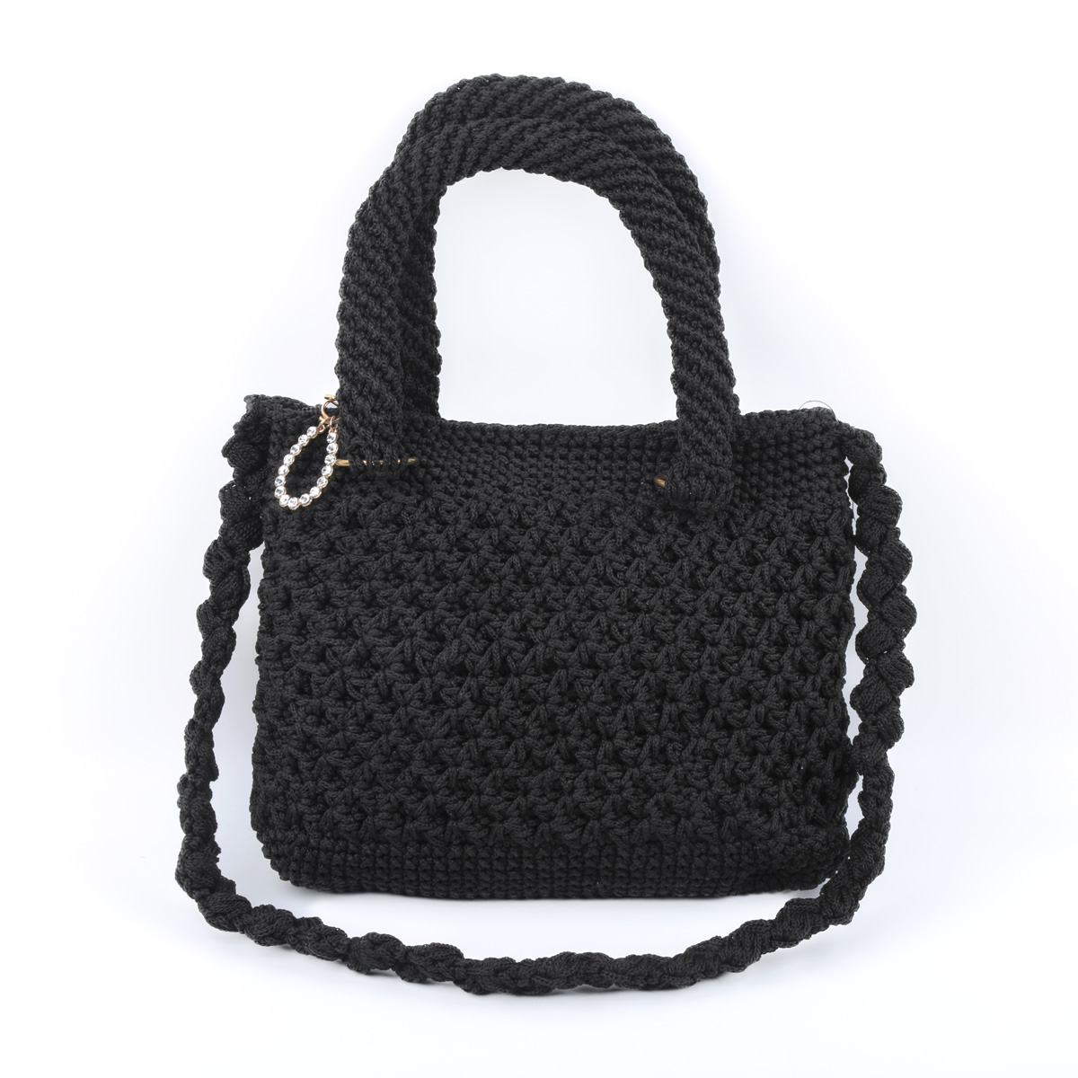Black Zipped Birkin Quilted Bag | Embroidered Shoulder Bag