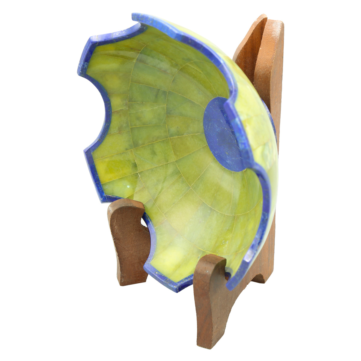 Lapis Bowl With Curly Edges | Green Marble Handmade Bowl