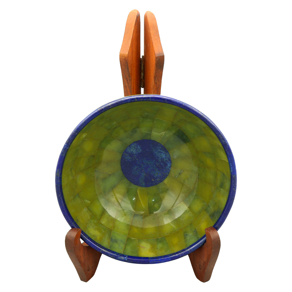 Green Handmade Bowl | Lapis Bowl With Wooden Stand
