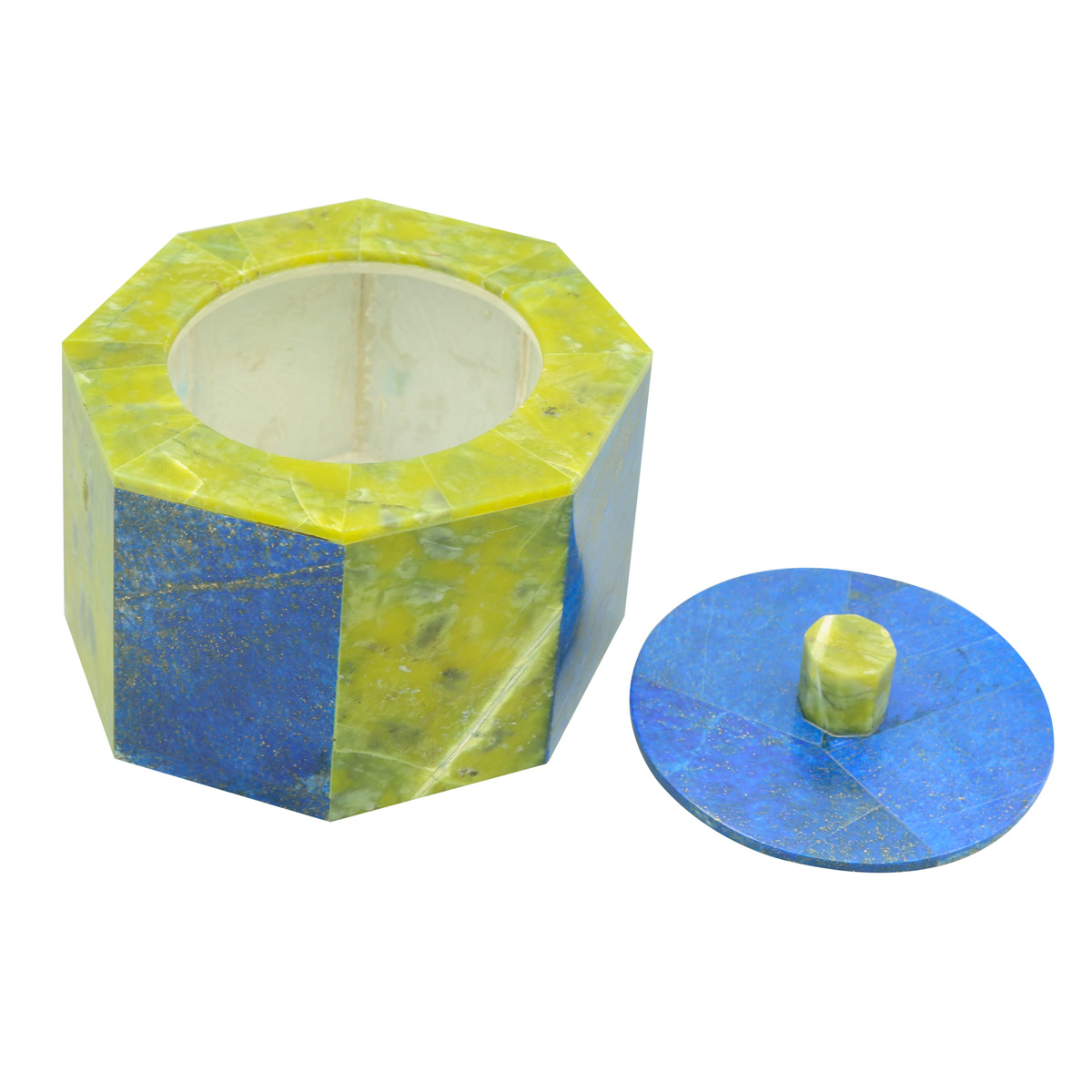 Lapis Handmade Sugar Bowl | Hexagonal Marble Sugar Jar With Lid