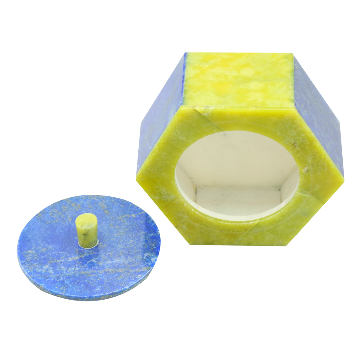 Hexagonal Flat Sugar Bowl | Lapis Sugar Jar With Lid