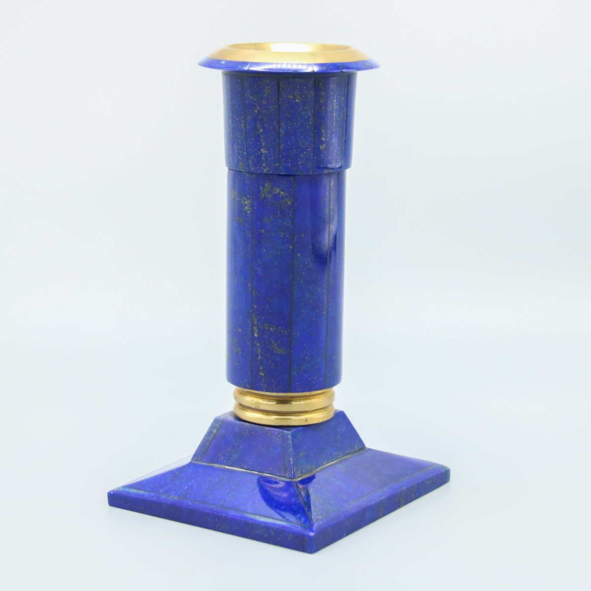 Handmade Lapis Candle Holder | Solo Candle Stand With Golden Edge