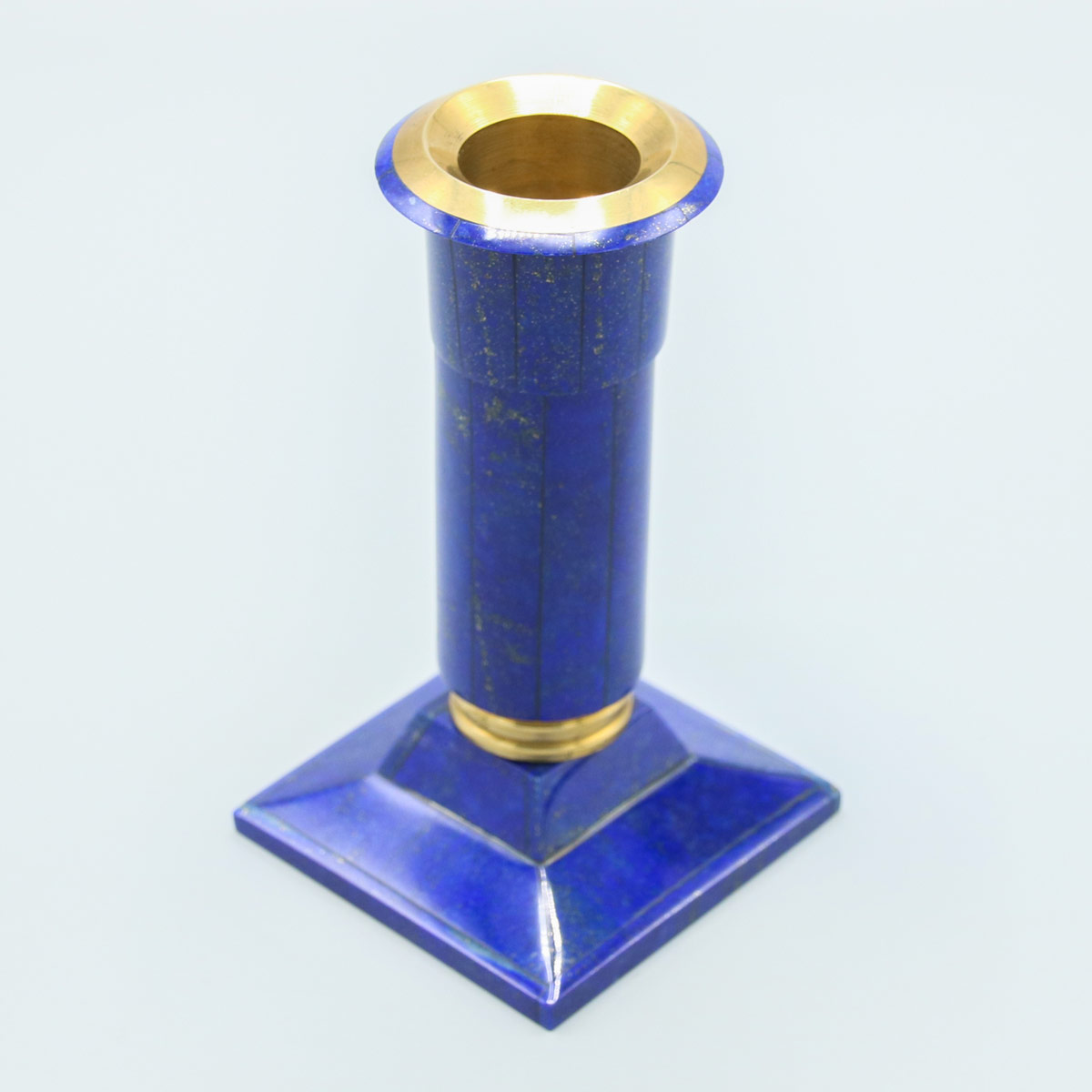 Handmade Lapis Candle Holder | Solo Candle Stand With Golden Edge