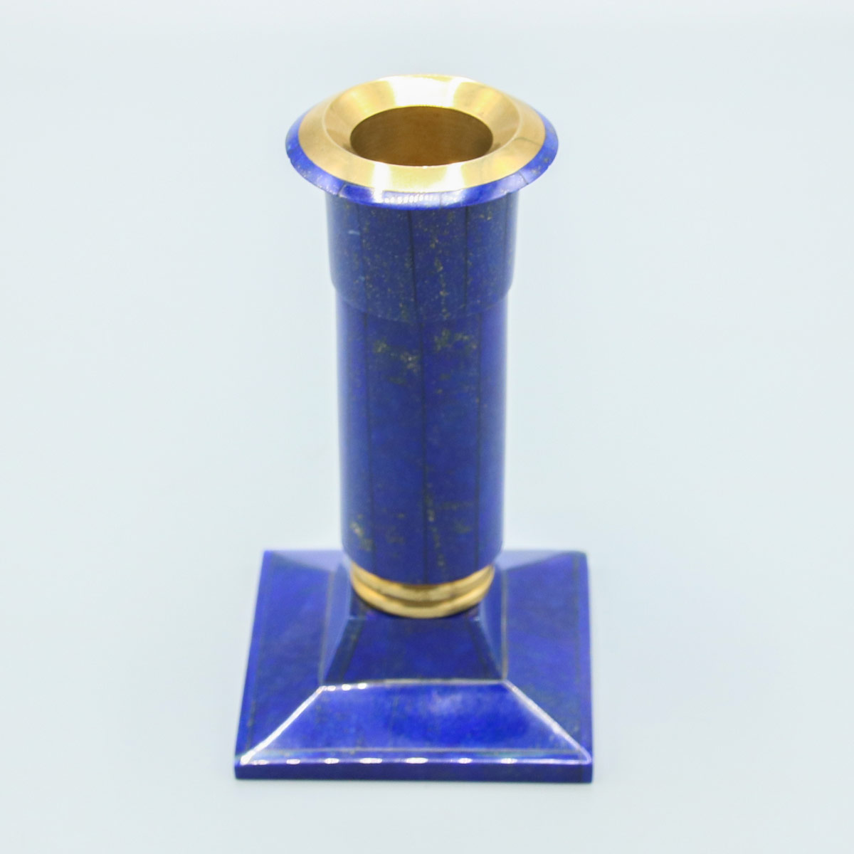 Handmade Lapis Candle Holder | Solo Candle Stand With Golden Edge