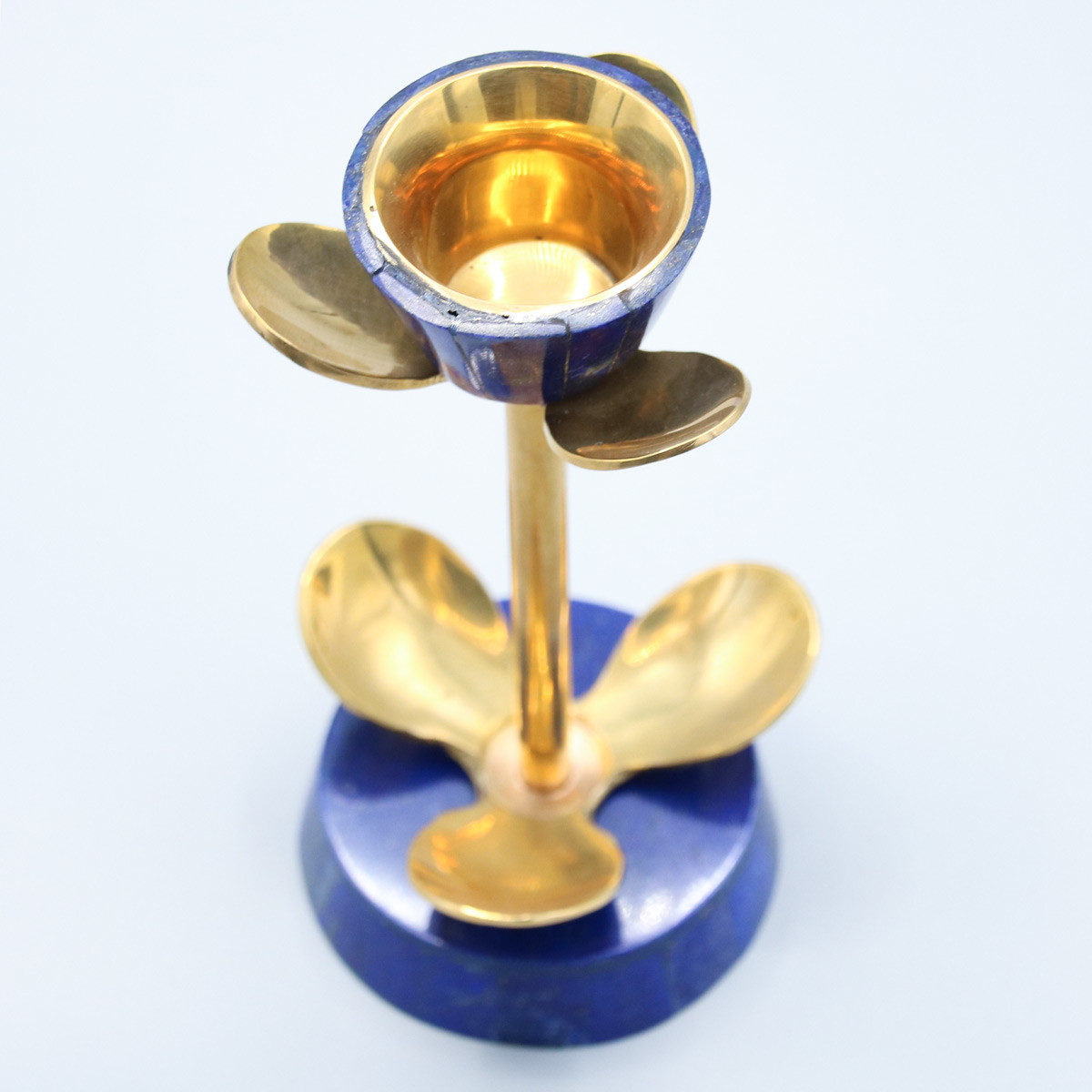 Handmade Lapis Lazuli & Bronze Candle Holder