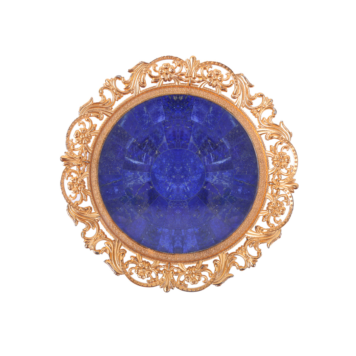 Lapis Lazuli Floral Engraved Dry Fruit Dish | White Marble Stone Candy Plate