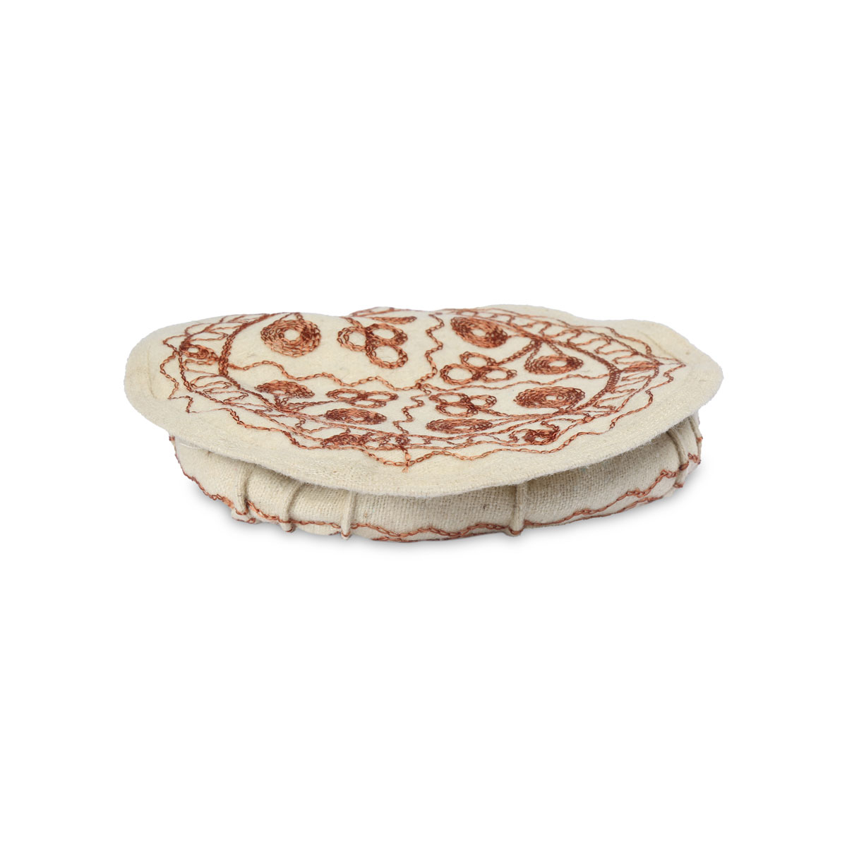 Off-White Nuristani Embroidered Pakol | Woolen Casual Wear Beret Style Hat