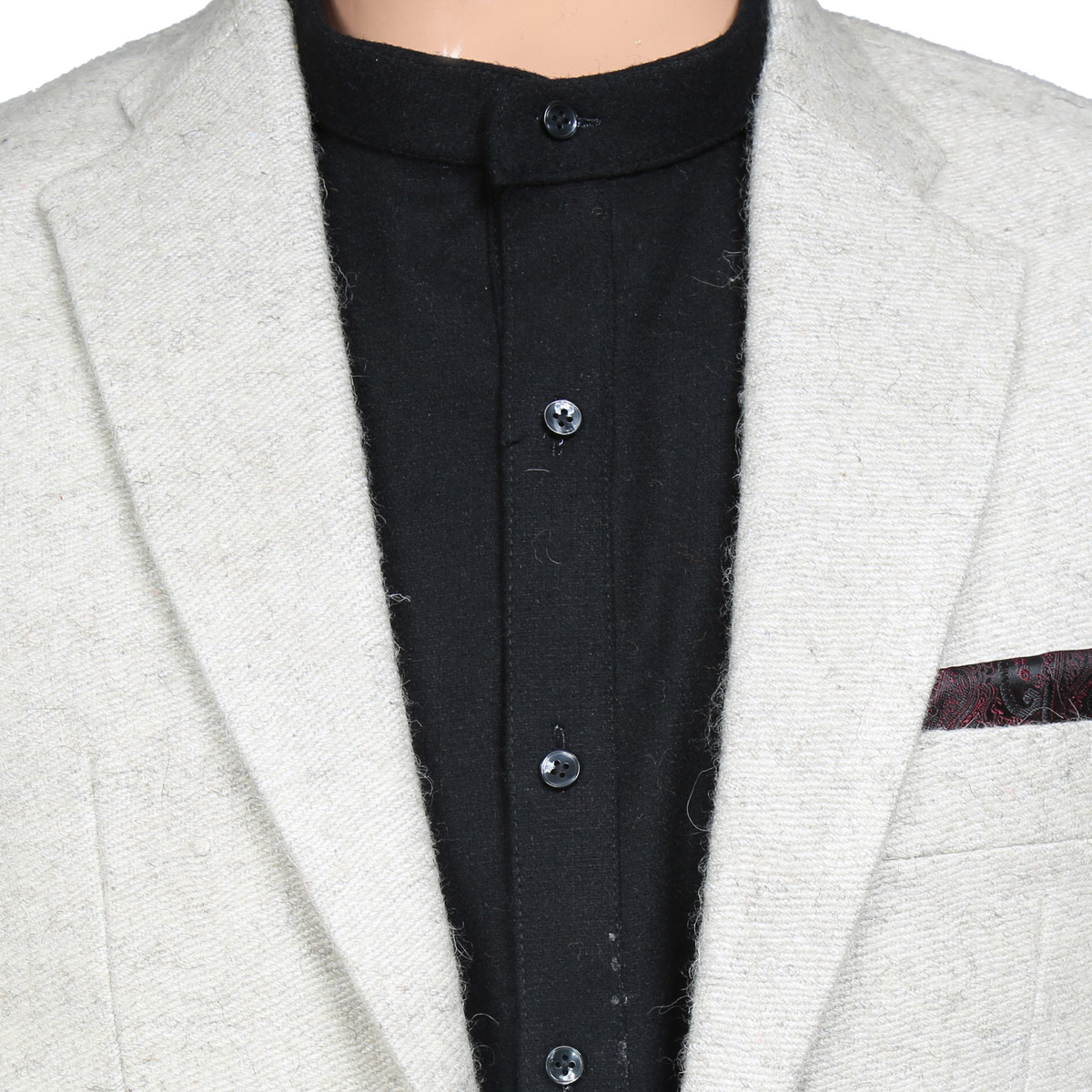 White Nuristani Style Coat | Woolen Classic Men's Coat