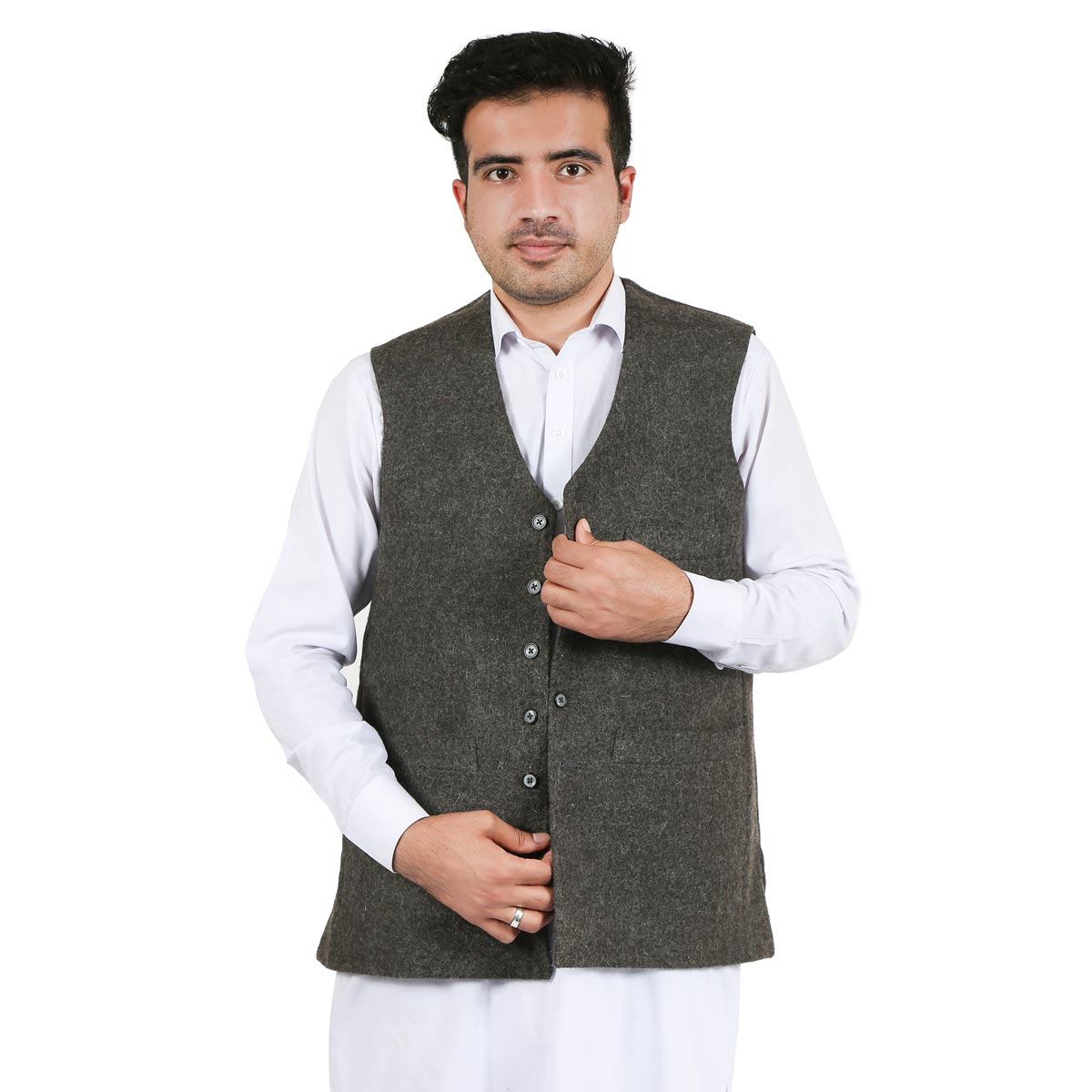 Black Nuristani Wool Waistcoat | Casual Wear Vest