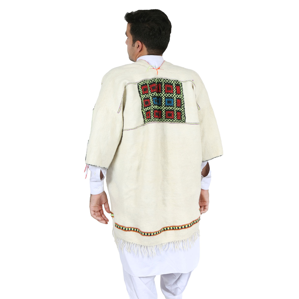 Brown Nuristani Handwoven Long Chapan | Woolen Winter Wear Chapan