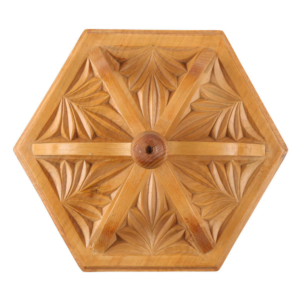 Hexagonal Wooden Fruit Dish | Handmade Candy Dish With Lid
