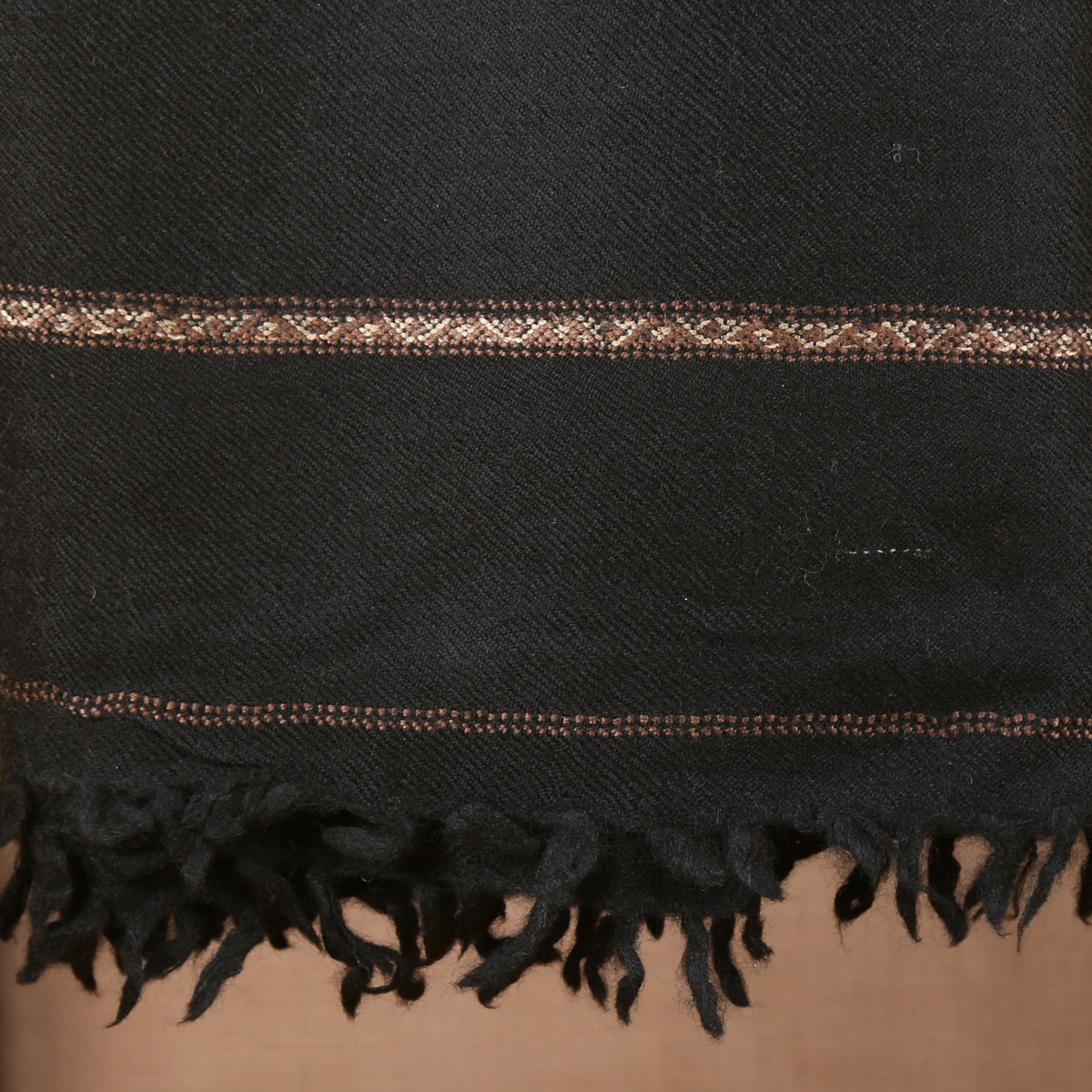 Pato | Handmade Men's Shawl | Black Woolen Winter Pato |Hand-Stitched