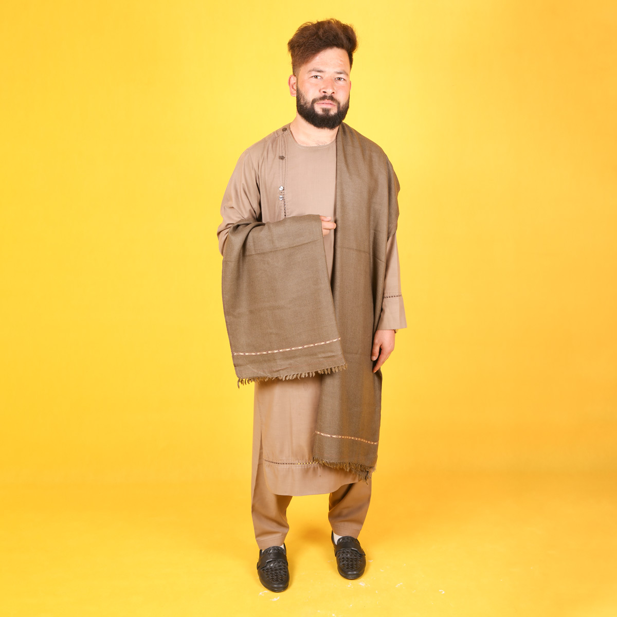 Brown Handmade Men's Pato | Woolen Winter Wear Men's Shawl
