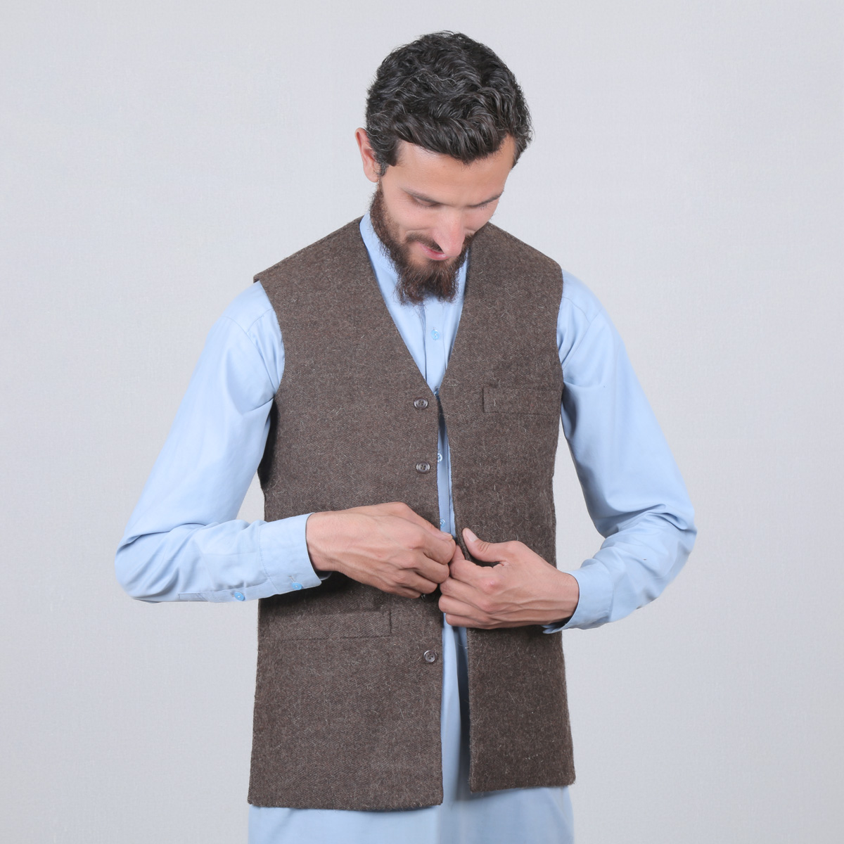 Brown Nuristani Waistcoat | Woolen Casual Wear Waistcoat
