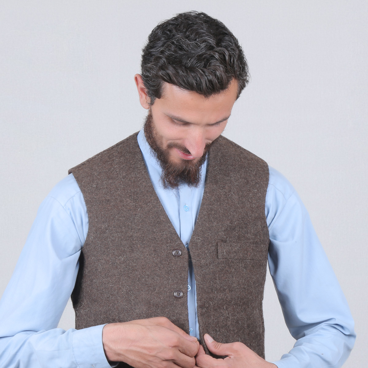 Brown Nuristani Waistcoat | Woolen Casual Wear Waistcoat