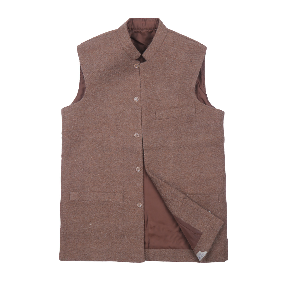 Camel Brown Nuristani Waistcoat | Woolen Casual Wear Vest