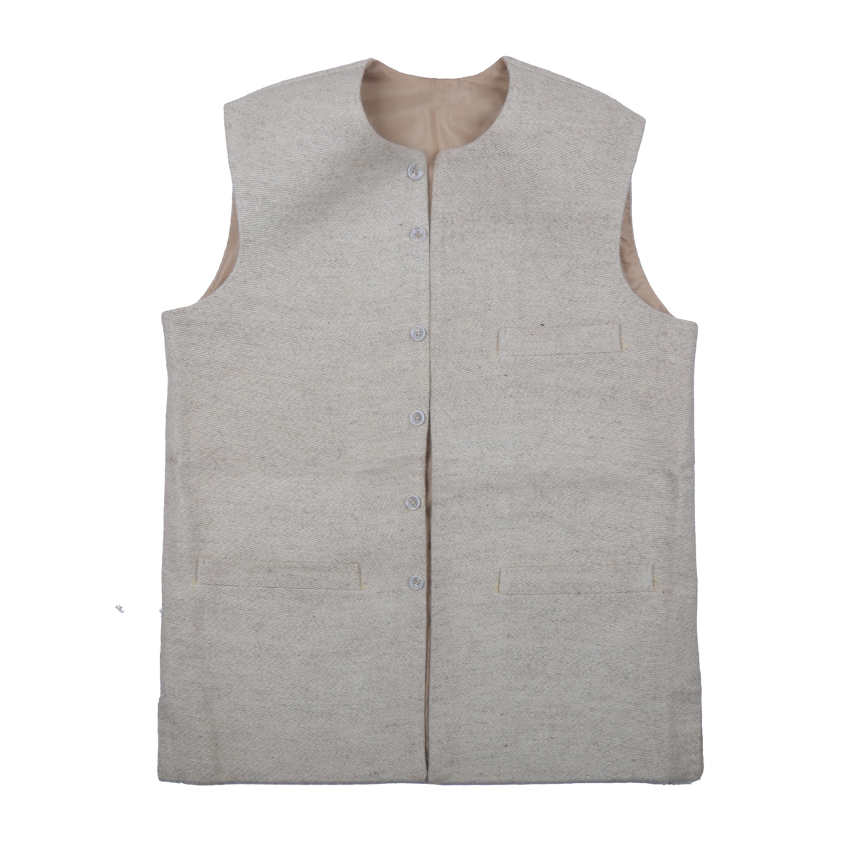 Cream Nuristani Waistcoat | Woolen Casual Wear Vest