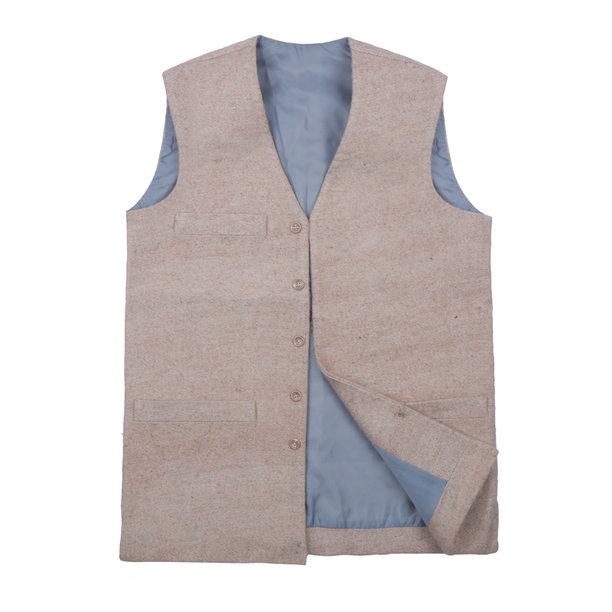 Light Almond Nuristani Waistcoat | Woolen Casual Wear Vest 