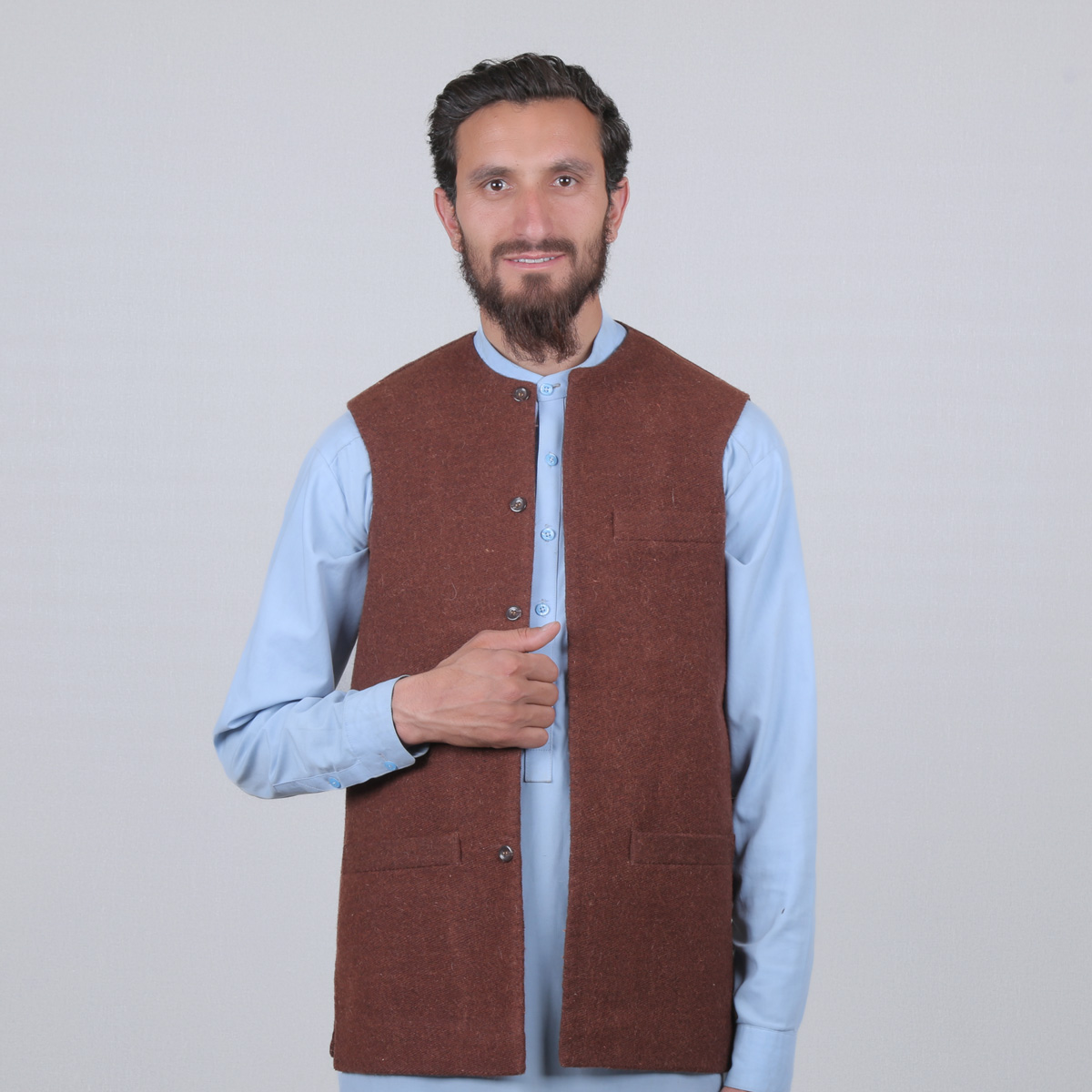Cinnamon Nuristani Waistcoat | Woolen Casual Wear Vest