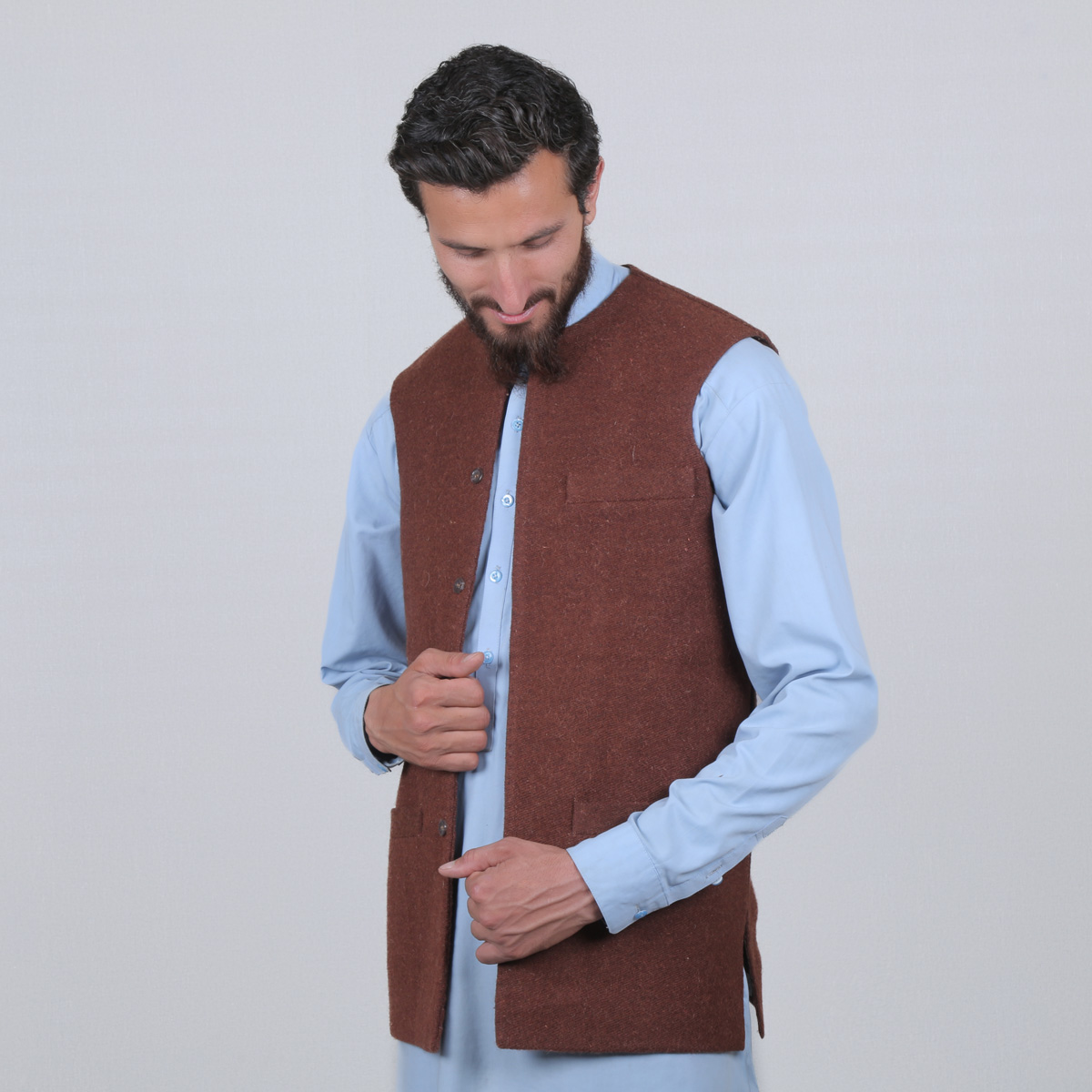 Cinnamon Nuristani Waistcoat | Woolen Casual Wear Vest
