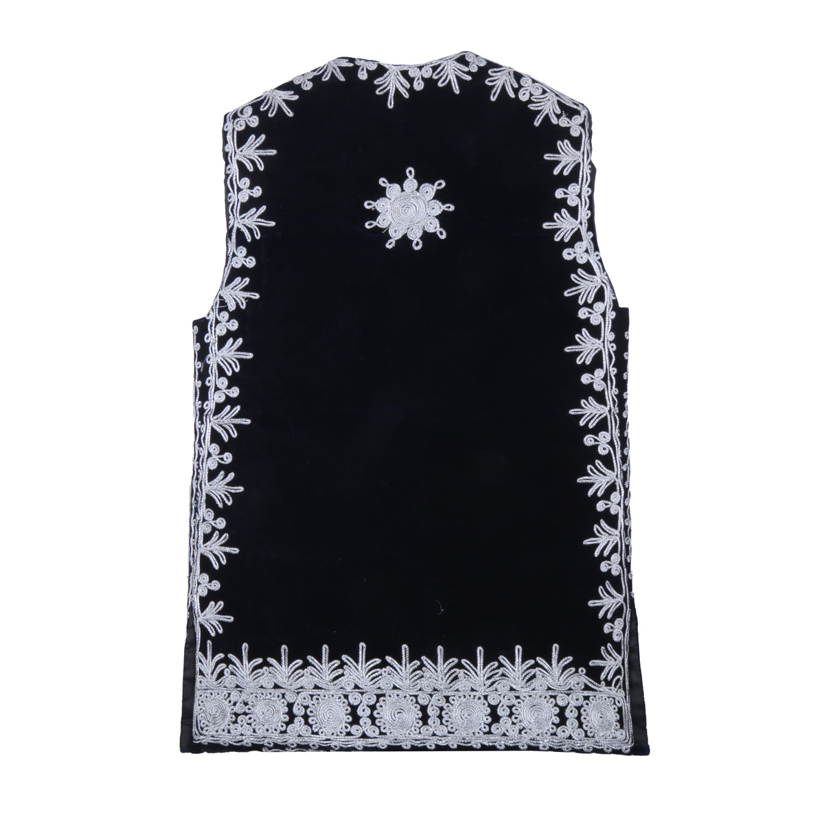 Black Cherma Embroidered Waistcoat | Silk Velvet Party Wear Vest