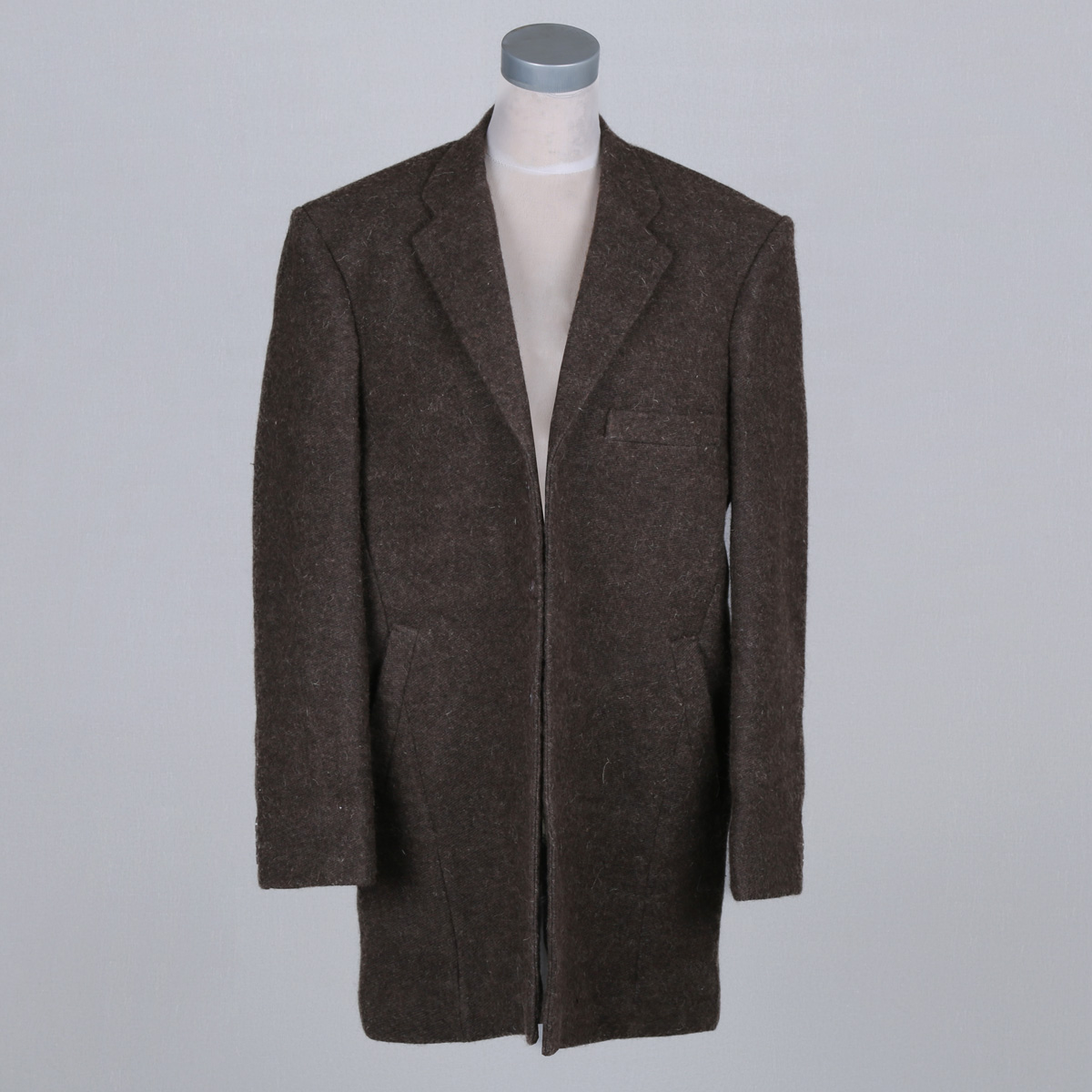 Chocolate Brown Nuristani Men's Over Coat | Woolen Casual Wear Notch Lapels Coat