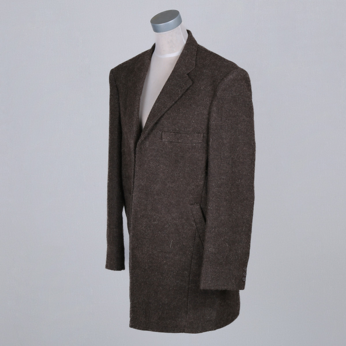 Chocolate Brown Nuristani Men's Over Coat | Woolen Casual Wear Notch Lapels Coat