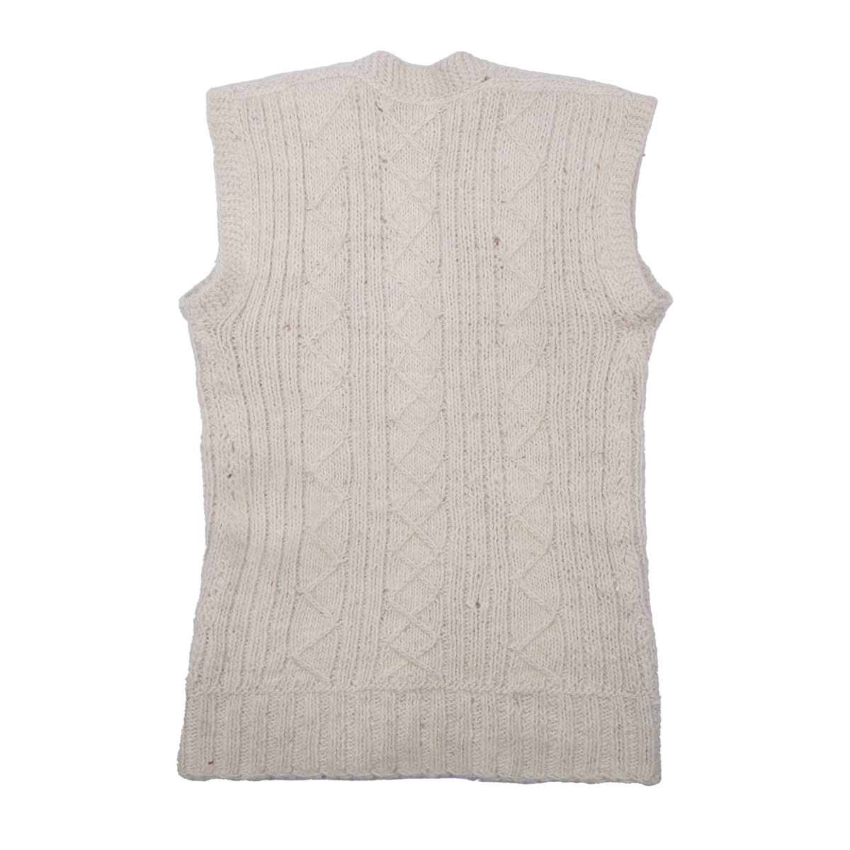 Cream Men's Hand-knitted Jacket | Woolen Sleeveless Winter Wear Sweater