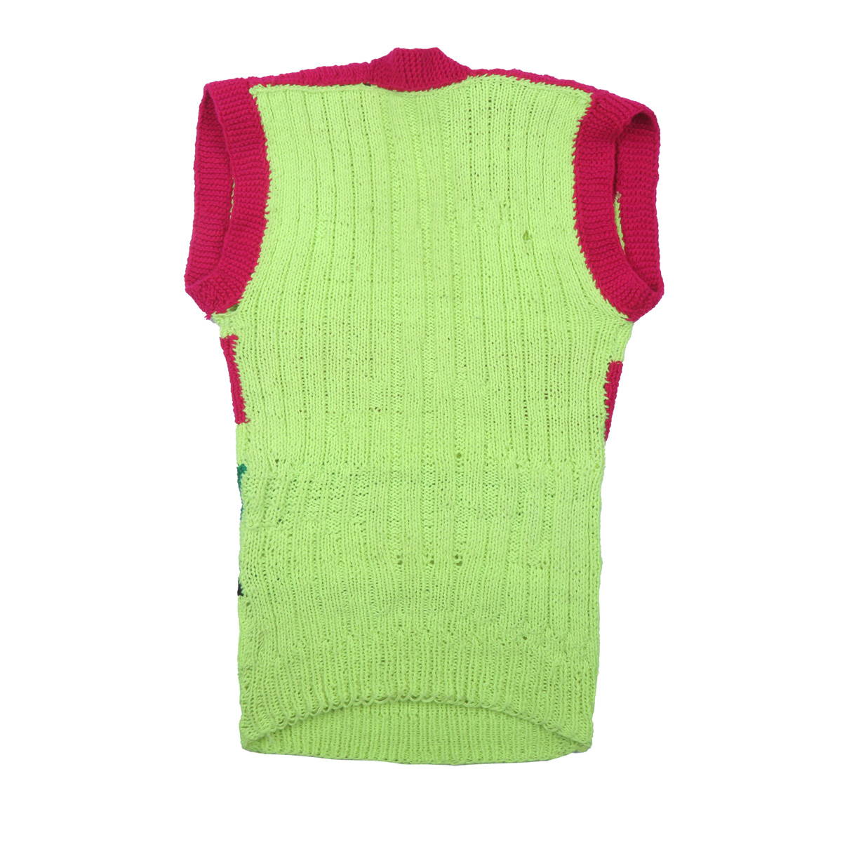 Green Men's Hand-woven Striped Jacket | Sleeveless Knitted Winter Wear Sweater