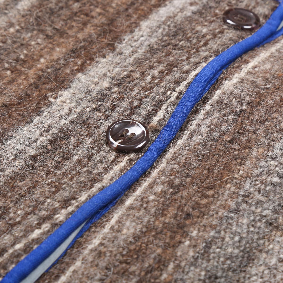 Woolen Handmade Nuristani Chapan | Striped Winter Wear Coat with Blue Borders