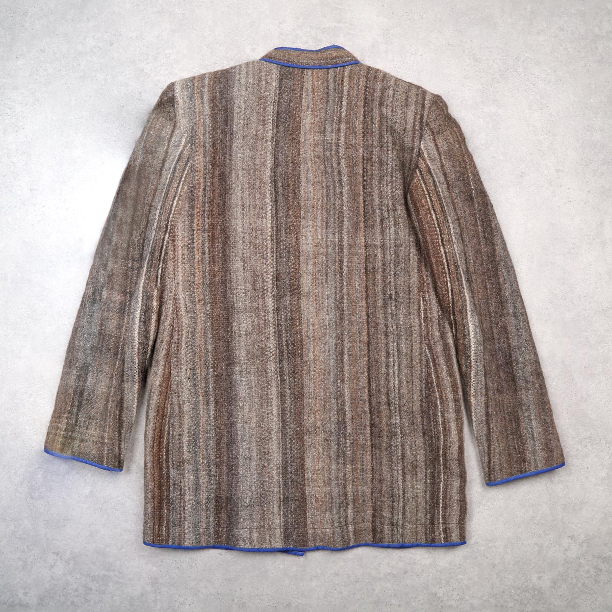 Woolen Handmade Nuristani Chapan | Striped Winter Wear Coat with Blue Borders