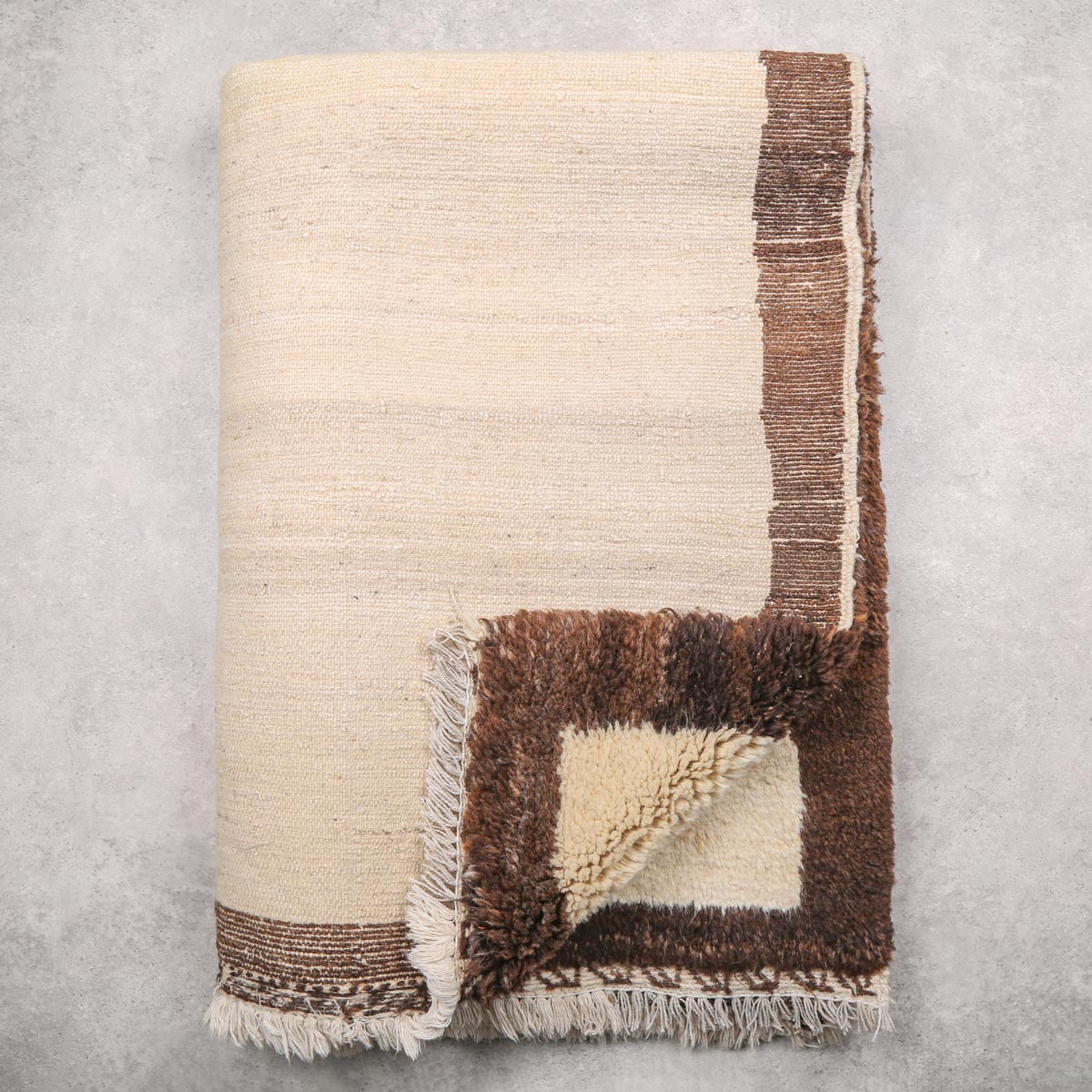 Cream Woolen Nuristani Carpet | Hand-Woven Area Carpet