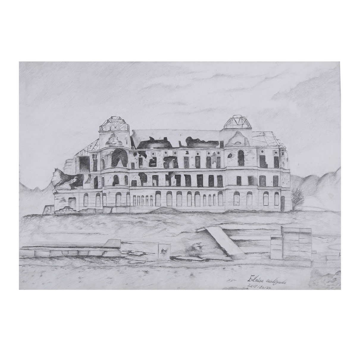 Darul Aman Palace Pencil Artwork | Darul Aman Sketch Work