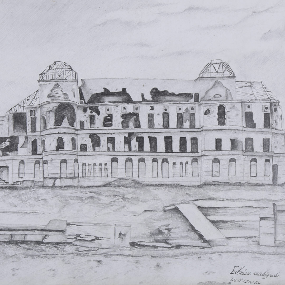 Darul Aman Palace Pencil Artwork | Darul Aman Sketch Work