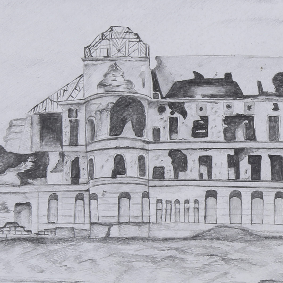 Darul Aman Palace Pencil Artwork | Darul Aman Sketch Work