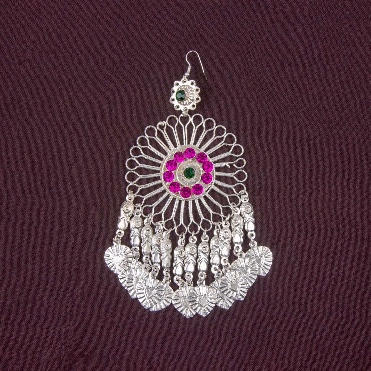 Traditional Afghani Sharshara Jewelry Set | Choker Necklace, Round Headpiece, Dangle Earrings