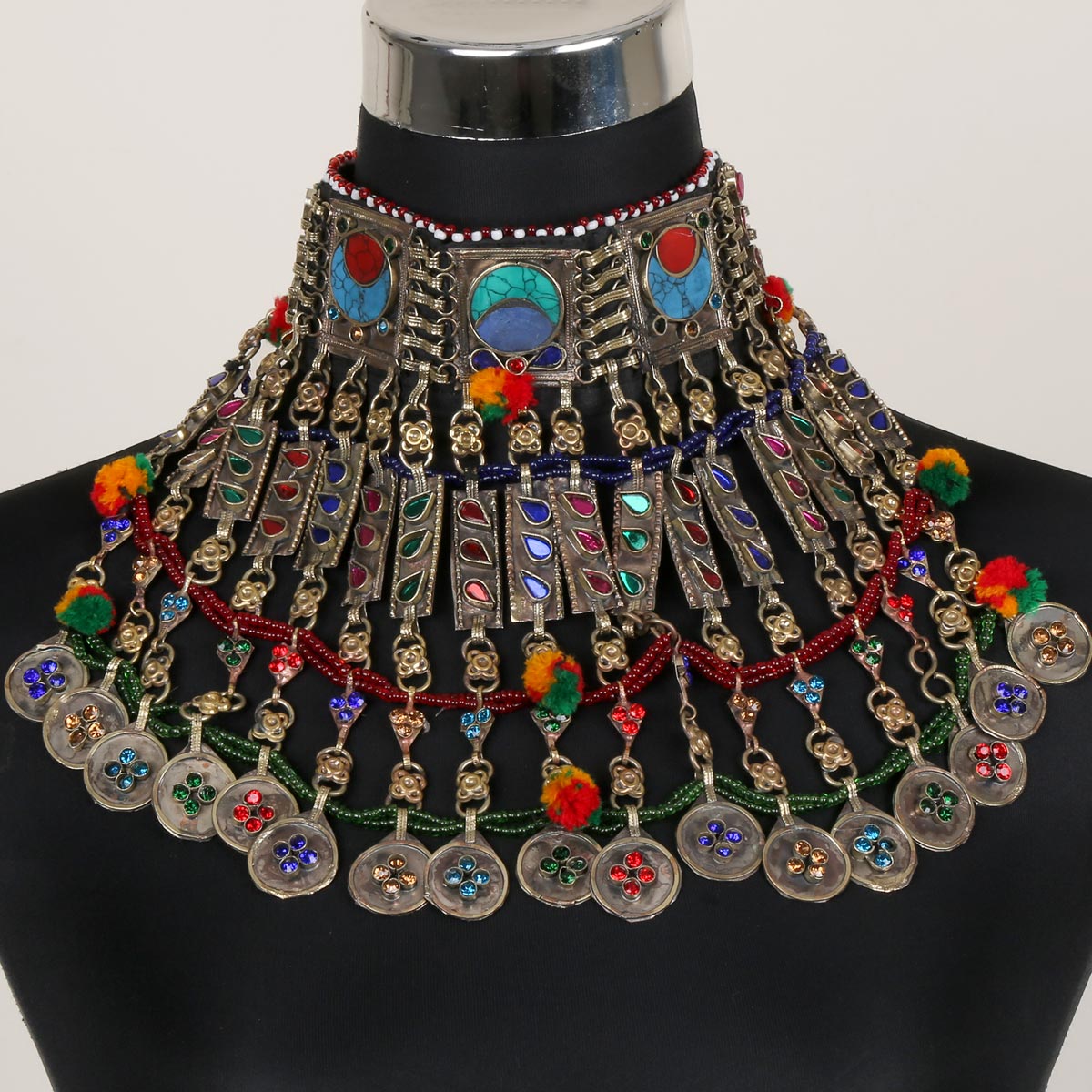 Tribal Bridal Jewelry Set | Traditional Beaded Necklace, Earrings, Headpiece