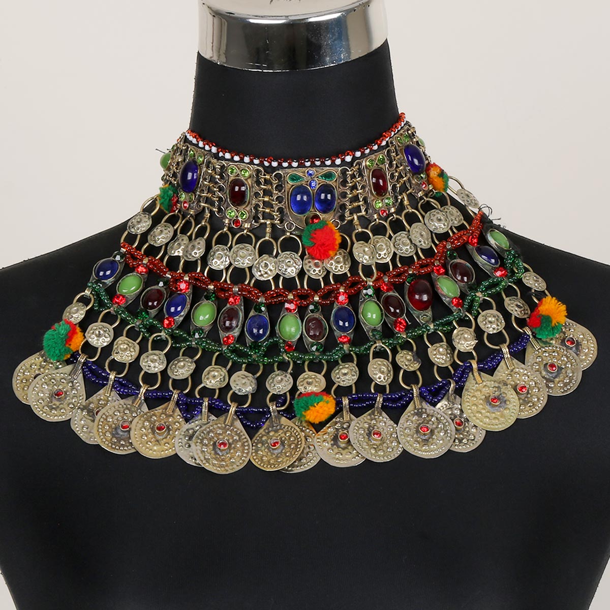 Tribal Afghani Bridal Jewelry Set | Traditional Necklace, Headpiece, Earrings 