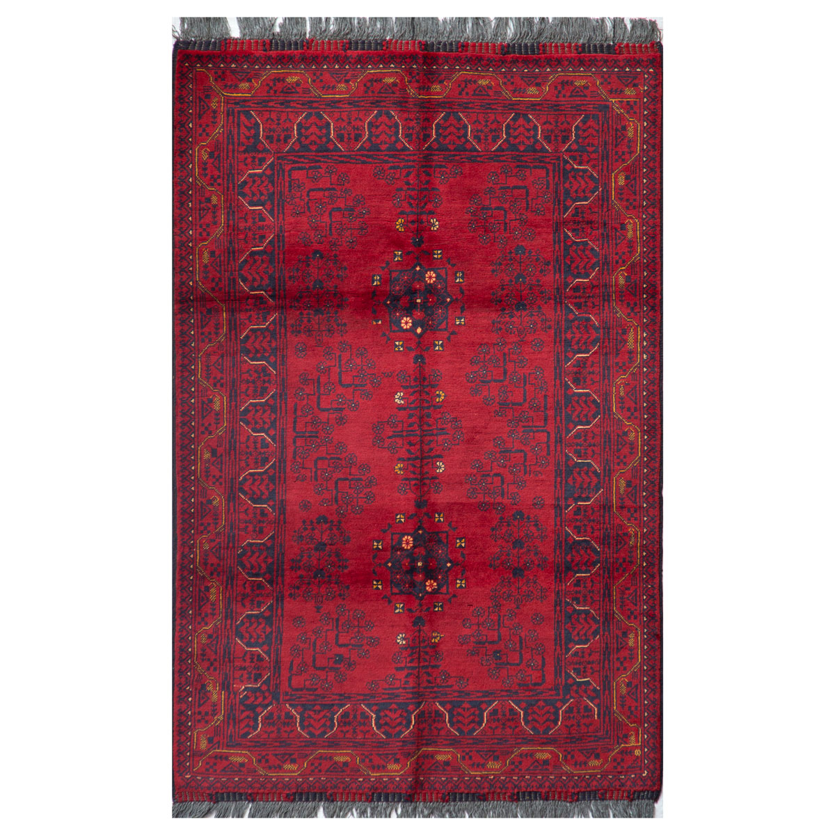 Antique Qundozi Firebrick Handwoven Red Area Rug | 4' 7" X 3' 1"