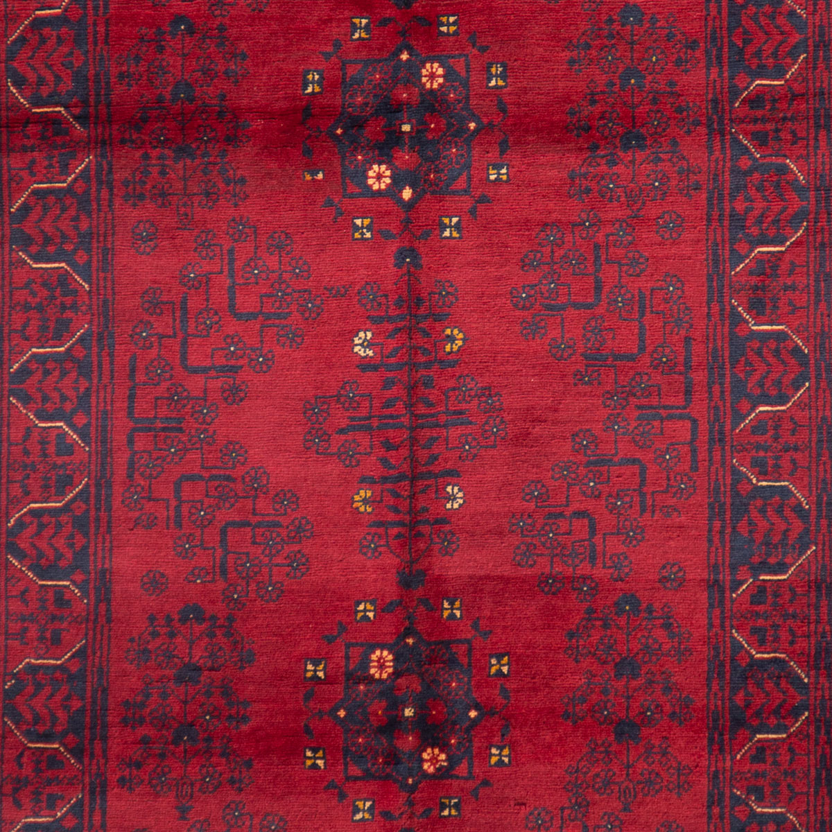 Antique Qundozi Firebrick Handwoven Red Area Rug | 4' 7" X 3' 1"