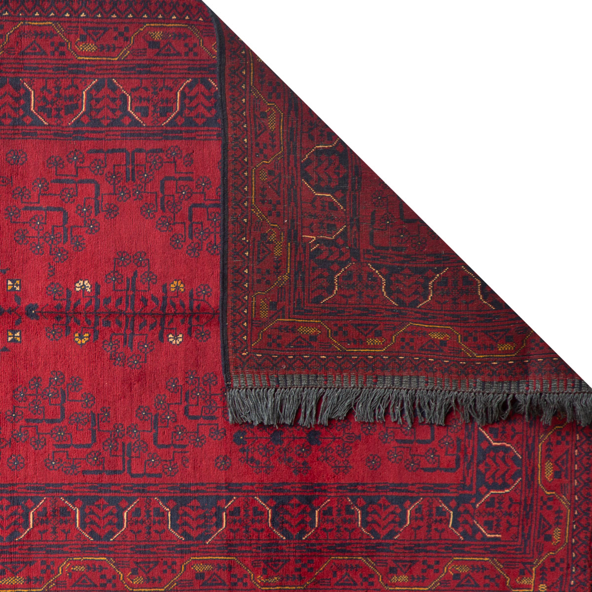 Antique Qundozi Firebrick Handwoven Red Area Rug | 4' 7" X 3' 1"